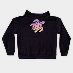 Pastel Sunset Ombre Faux Glitter Turtle Kids Hoodie